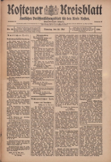 Kostener Kreisblatt: amtliches Veröffentlichungsblatt für den Kreis Kosten 1914.05.26 Jg.49 Nr63
