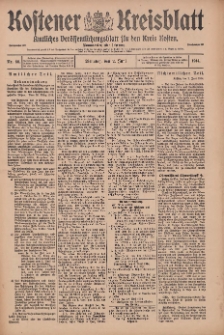 Kostener Kreisblatt: amtliches Veröffentlichungsblatt für den Kreis Kosten 1914.06.02 Jg.49 Nr66