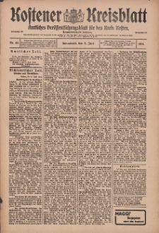Kostener Kreisblatt: amtliches Ver&ouml;ffentlichungsblatt f&uuml;r den Kreis Kosten 1914.06.06 Jg.49 Nr68