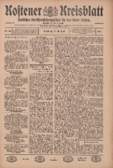 Kostener Kreisblatt: amtliches Veröffentlichungsblatt für den Kreis Kosten 1914.06.09 Jg.49 Nr69
