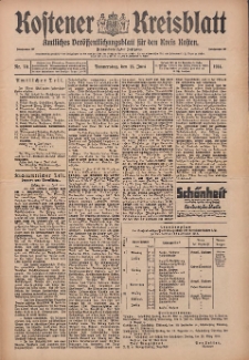 Kostener Kreisblatt: amtliches Ver&ouml;ffentlichungsblatt f&uuml;r den Kreis Kosten 1914.06.11 Jg.49 Nr70