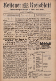 Kostener Kreisblatt: amtliches Veröffentlichungsblatt für den Kreis Kosten 1914.06.11 Jg.49 Nr70