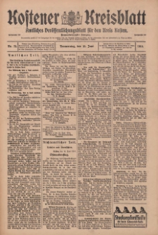 Kostener Kreisblatt: amtliches Ver&ouml;ffentlichungsblatt f&uuml;r den Kreis Kosten 1914.06.18 Jg.49 Nr73