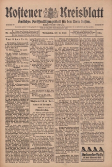 Kostener Kreisblatt: amtliches Veröffentlichungsblatt für den Kreis Kosten 1914.06.18 Jg.49 Nr73