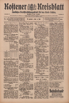 Kostener Kreisblatt: amtliches Ver&ouml;ffentlichungsblatt f&uuml;r den Kreis Kosten 1914.07.09 Jg.49 Nr82