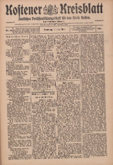 Kostener Kreisblatt: amtliches Ver&ouml;ffentlichungsblatt f&uuml;r den Kreis Kosten 1914.07.14 Jg.49 Nr84