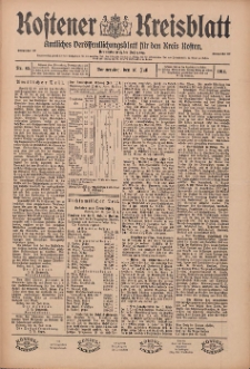 Kostener Kreisblatt: amtliches Ver&ouml;ffentlichungsblatt f&uuml;r den Kreis Kosten 1914.07.16 Jg.49 Nr85