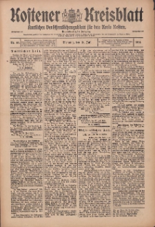 Kostener Kreisblatt: amtliches Ver&ouml;ffentlichungsblatt f&uuml;r den Kreis Kosten 1914.07.21 Jg.49 Nr87