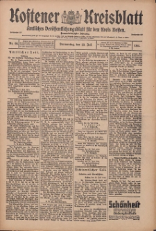 Kostener Kreisblatt: amtliches Ver&ouml;ffentlichungsblatt f&uuml;r den Kreis Kosten 1914.07.23 Jg.49 Nr88