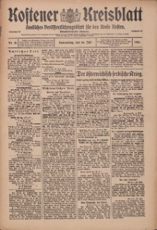 Kostener Kreisblatt: amtliches Ver&ouml;ffentlichungsblatt f&uuml;r den Kreis Kosten 1914.07.30 Jg.49 Nr91