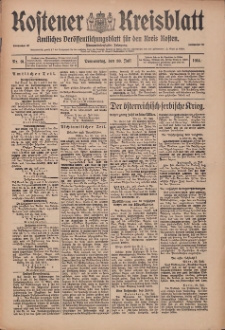 Kostener Kreisblatt: amtliches Veröffentlichungsblatt für den Kreis Kosten 1914.07.30 Jg.49 Nr91
