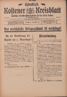 Kostener Kreisblatt: amtliches Veröffentlichungsblatt für den Kreis Kosten 1914.07.31 Jg.49 Extrablatt