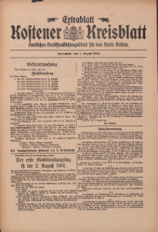 Kostener Kreisblatt: amtliches Veröffentlichungsblatt für den Kreis Kosten 1914.08.01 Jg.49 Extrablatt