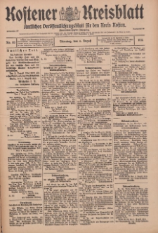 Kostener Kreisblatt: amtliches Veröffentlichungsblatt für den Kreis Kosten 1914.08.04 Jg.49 Nr93