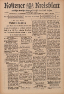 Kostener Kreisblatt: amtliches Ver&ouml;ffentlichungsblatt f&uuml;r den Kreis Kosten 1914.08.06 Jg.49 Nr94