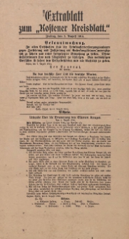 Kostener Kreisblatt: amtliches Veröffentlichungsblatt für den Kreis Kosten 1914.08.07 Jg.49 Extrablatt zum ,,Kostener Kreisblatt"