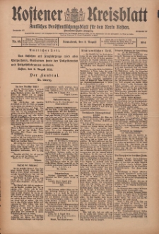 Kostener Kreisblatt: amtliches Veröffentlichungsblatt für den Kreis Kosten 1914.08.08 Jg.49 Nr95