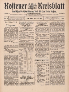 Kostener Kreisblatt: amtliches Ver&ouml;ffentlichungsblatt f&uuml;r den Kreis Kosten 1914.08.15 Jg.49 Nr98
