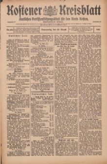 Kostener Kreisblatt: amtliches Veröffentlichungsblatt für den Kreis Kosten 1914.08.20 Jg.49 Nr100