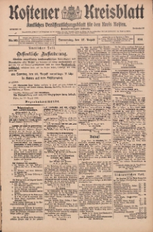 Kostener Kreisblatt: amtliches Veröffentlichungsblatt für den Kreis Kosten 1914.08.27 Jg.49 Nr103