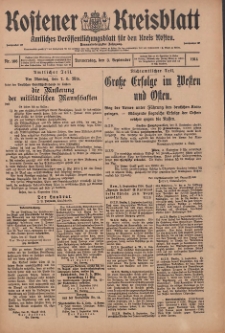 Kostener Kreisblatt: amtliches Ver&ouml;ffentlichungsblatt f&uuml;r den Kreis Kosten 1914.09.03 Jg.49 Nr106