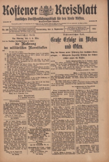 Kostener Kreisblatt: amtliches Veröffentlichungsblatt für den Kreis Kosten 1914.09.03 Jg.49 Nr106
