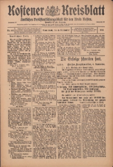 Kostener Kreisblatt: amtliches Ver&ouml;ffentlichungsblatt f&uuml;r den Kreis Kosten 1914.09.05 Jg.49 Nr107