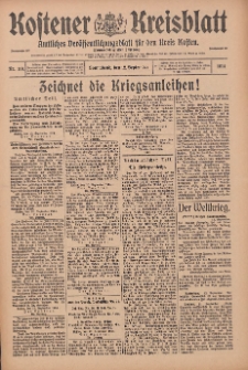 Kostener Kreisblatt: amtliches Ver&ouml;ffentlichungsblatt f&uuml;r den Kreis Kosten 1914.09.12 Jg.49 Nr110