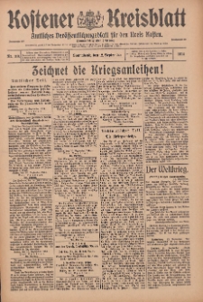 Kostener Kreisblatt: amtliches Veröffentlichungsblatt für den Kreis Kosten 1914.09.12 Jg.49 Nr110