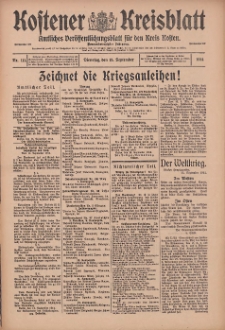 Kostener Kreisblatt: amtliches Ver&ouml;ffentlichungsblatt f&uuml;r den Kreis Kosten 1914.09.15 Jg.49 Nr111