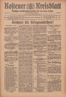 Kostener Kreisblatt: amtliches Ver&ouml;ffentlichungsblatt f&uuml;r den Kreis Kosten 1914.09.17 Jg.49 Nr112