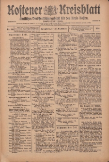 Kostener Kreisblatt: amtliches Ver&ouml;ffentlichungsblatt f&uuml;r den Kreis Kosten 1914.09.26 Jg.49 Nr116
