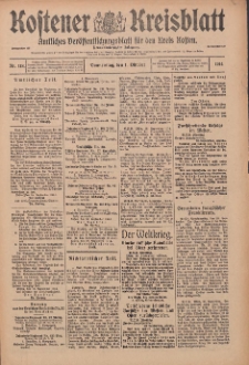 Kostener Kreisblatt: amtliches Ver&ouml;ffentlichungsblatt f&uuml;r den Kreis Kosten 1914.10.01 Jg.49 Nr118