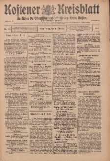 Kostener Kreisblatt: amtliches Veröffentlichungsblatt für den Kreis Kosten 1914.10.01 Jg.49 Nr118