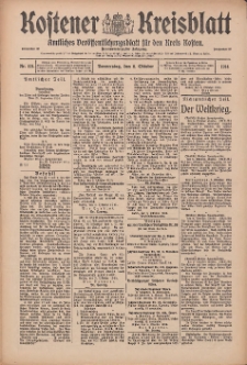 Kostener Kreisblatt: amtliches Ver&ouml;ffentlichungsblatt f&uuml;r den Kreis Kosten 1914.10.08 Jg.49 Nr121