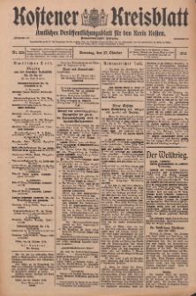 Kostener Kreisblatt: amtliches Ver&ouml;ffentlichungsblatt f&uuml;r den Kreis Kosten 1914.10.27 Jg.49 Nr129
