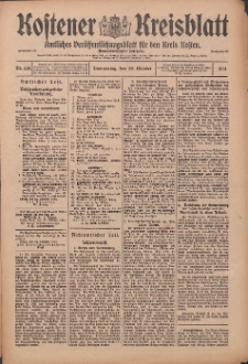 Kostener Kreisblatt: amtliches Ver&ouml;ffentlichungsblatt f&uuml;r den Kreis Kosten 1914.10.29 Jg.49 Nr130