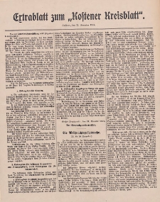 Kostener Kreisblatt: amtliches Ver&ouml;ffentlichungsblatt f&uuml;r den Kreis Kosten 1914.11.23 Jg.49 Extrablatt zum ,,Kostener Kreisblatt"