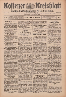 Kostener Kreisblatt: amtliches Ver&ouml;ffentlichungsblatt f&uuml;r den Kreis Kosten 1914.11.24 Jg.49 Nr141