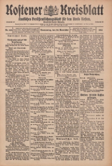 Kostener Kreisblatt: amtliches Veröffentlichungsblatt für den Kreis Kosten 1914.11.26 Jg.49 Nr142