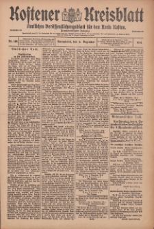 Kostener Kreisblatt: amtliches Ver&ouml;ffentlichungsblatt f&uuml;r den Kreis Kosten 1914.12.05 Jg.49 Nr146