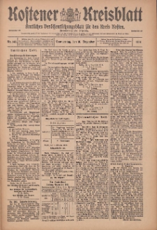 Kostener Kreisblatt: amtliches Ver&ouml;ffentlichungsblatt f&uuml;r den Kreis Kosten 1914.12.10 Jg.49 Nr148