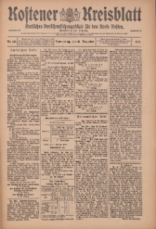 Kostener Kreisblatt: amtliches Veröffentlichungsblatt für den Kreis Kosten 1914.12.10 Jg.49 Nr148