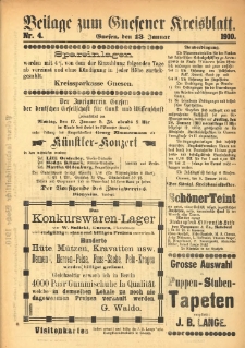Beilage zum Gnesener Kreisblatt 1910.01.13 Nr4