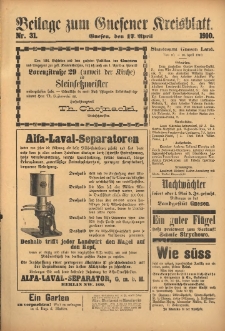 Beilage zum Gnesener Kreisblatt 1910.04.17 Nr31