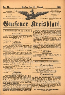 Gnesener Kreisblatt 1910.08.21 Nr67
