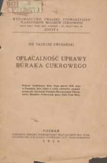 Opłacalność uprawy buraka cukrowego