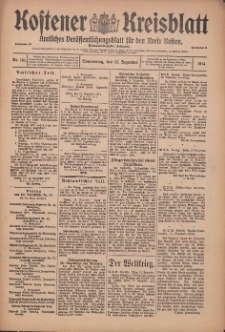 Kostener Kreisblatt: amtliches Veröffentlichungsblatt für den Kreis Kosten 1914.12.17 Jg.49 Nr151