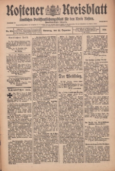 Kostener Kreisblatt: amtliches Ver&ouml;ffentlichungsblatt f&uuml;r den Kreis Kosten 1914.12.10 Jg.49 Nr153