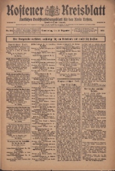 Kostener Kreisblatt: amtliches Ver&ouml;ffentlichungsblatt f&uuml;r den Kreis Kosten 1914.12.31 Jg.49 Nr156